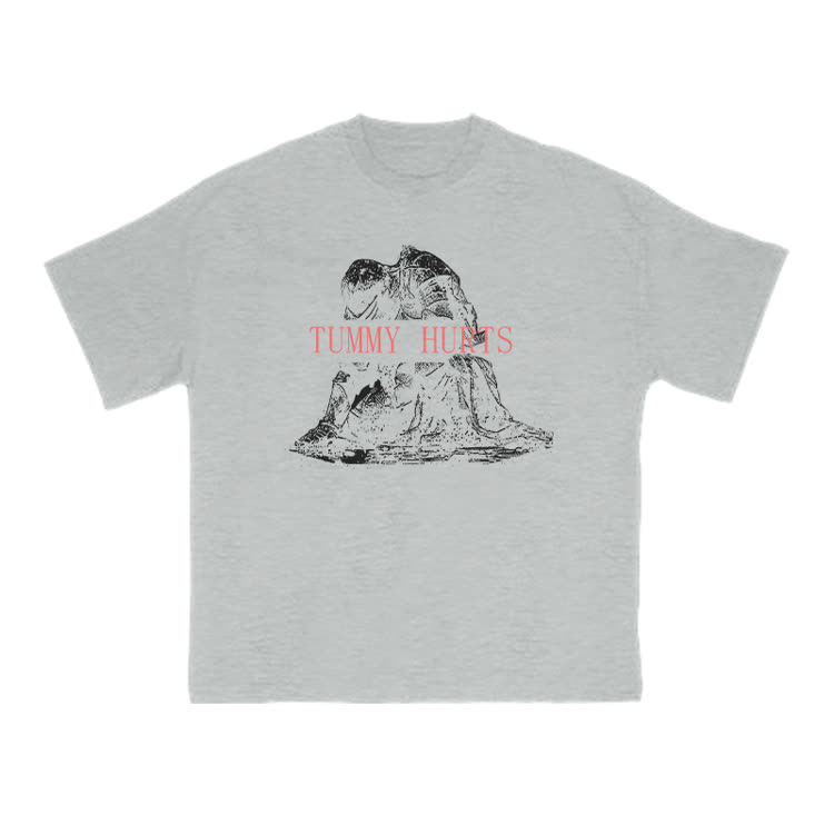 Tummy Hurts Print T-shirt - Grey - US16-18(2XL) - image 3