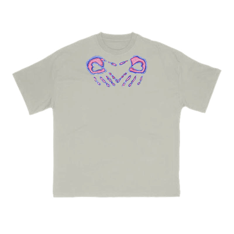 Gradient Fingers Forming A Heart Print T-shirt - Warm Grey - US16-18(2XL) - image 4