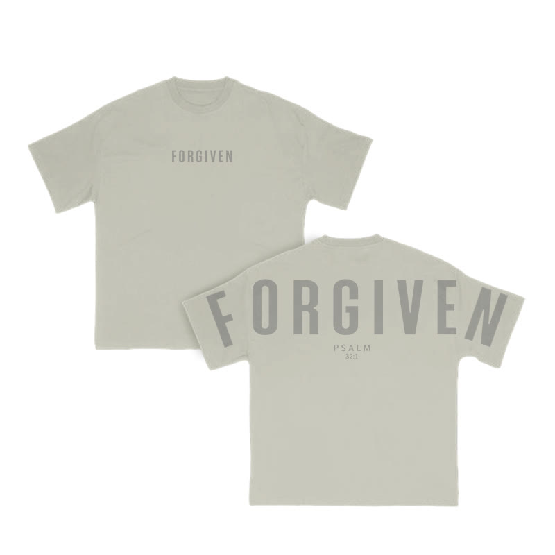 Unisex Forgiven Psalm 32:1 Print T-shirt - Warm Grey - US16-18(2XL) - image 4