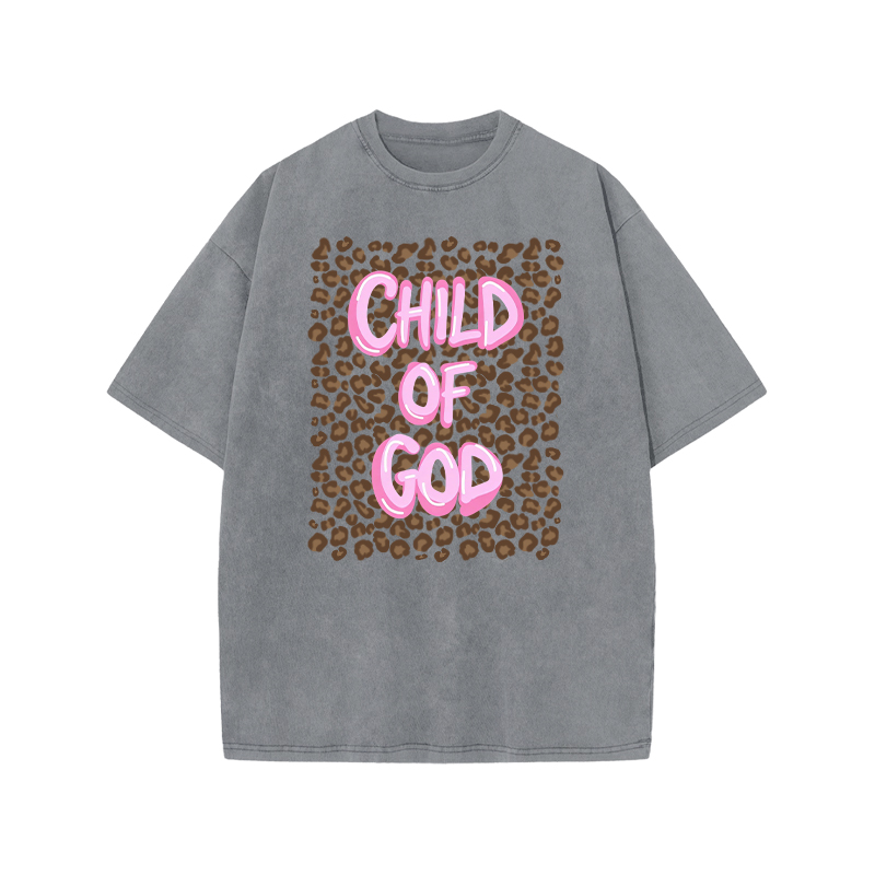 Child Of God Leopard Print Acid Washed T-shirt - Grey - US20-22(3XL) - image 4