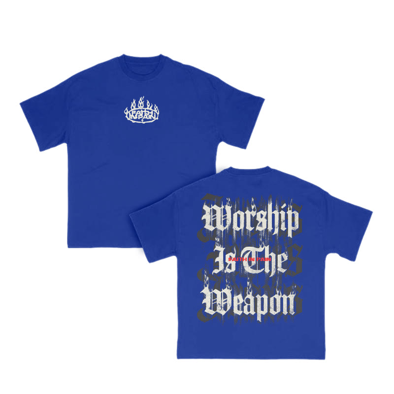 Worship Is The Weapon Print T-shirt - Blue - US16-18(2XL) - image 8