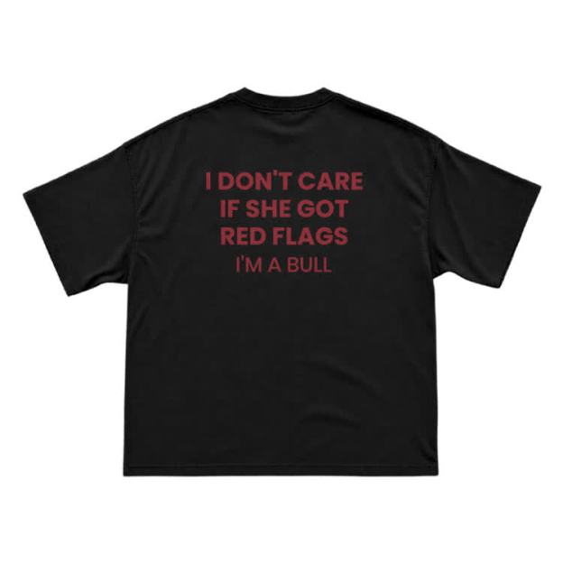 I Don't Careif She Gotred Flags'm Abull Graphic Print T-Shirt - Black - US16-18(2XL) - image 7