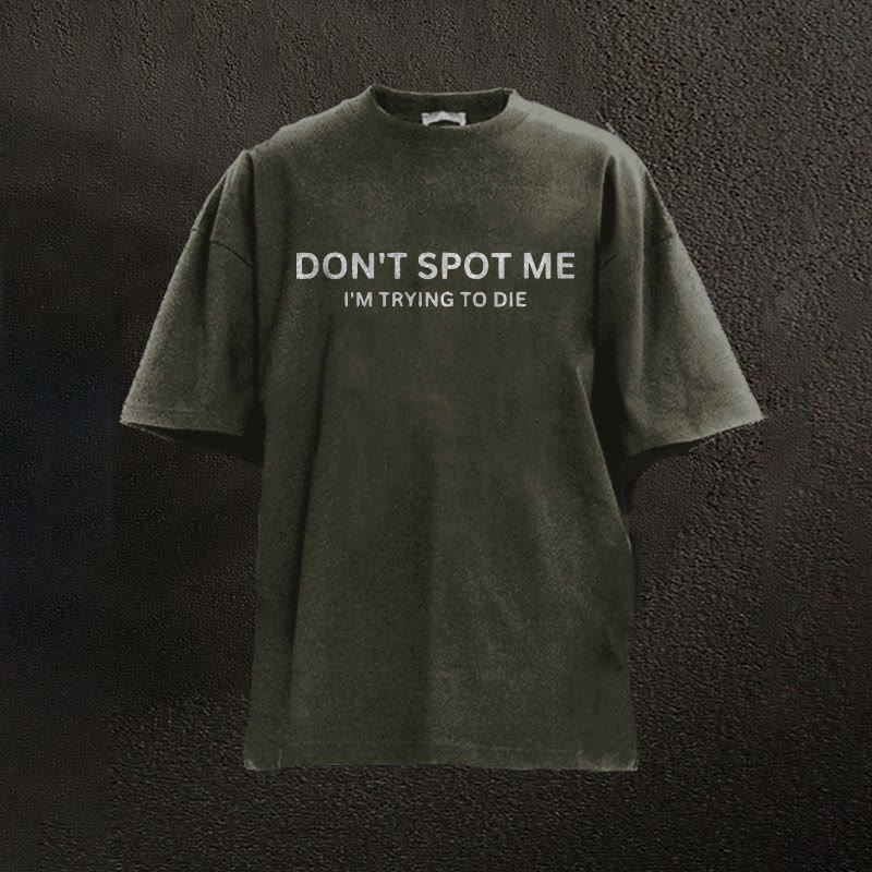 100% Cotton Don't Spot Me Printed Washed Gym T-shirt - Dark Green - 2XL - image 3