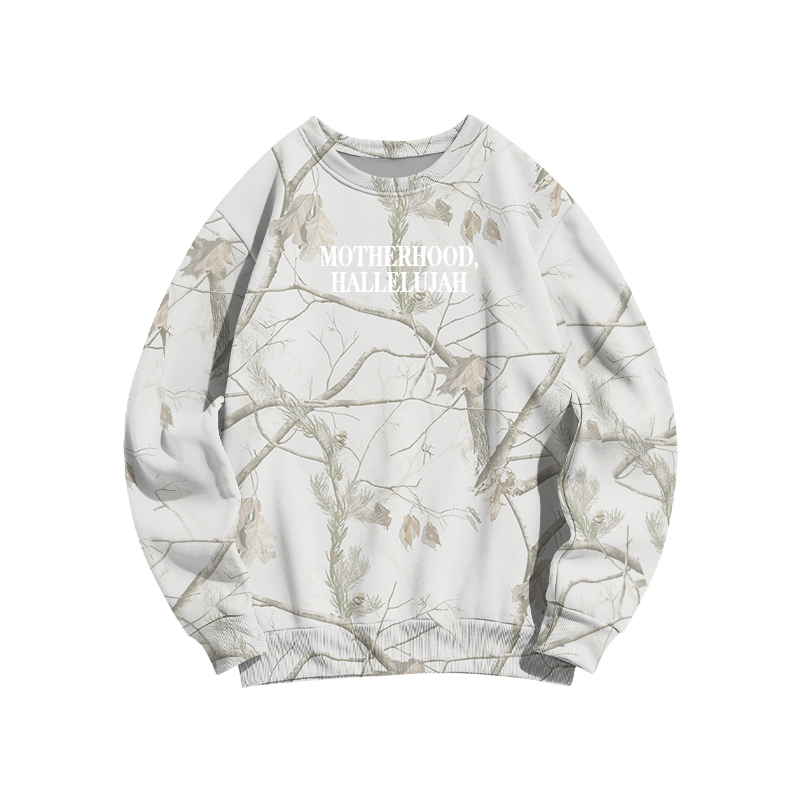 Vintage Camo MOTHERHOOD HALLELUJAH  Print Sweatshirt - Beige Branch Camo - 3XL - image 6