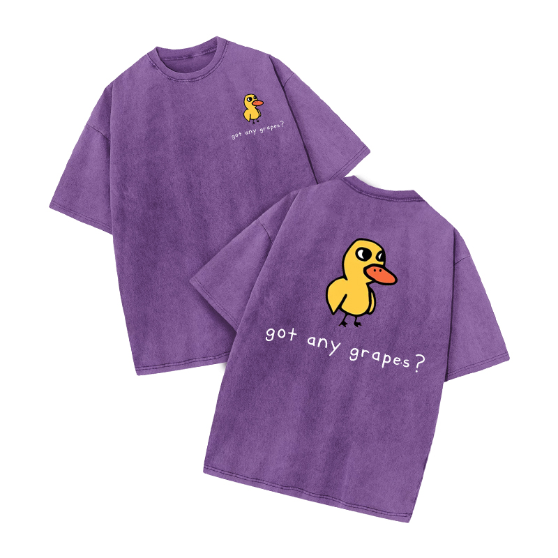 Got Any Grapes? Duck Graphic Print Acid Washed T-shirt - Purple - US20-22(3XL) - image 8