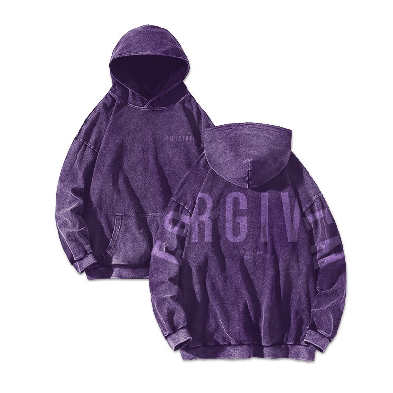 Unisex Forgiven Psalm 32:1 Printed Washed Hoodie  - Purple - US16-18(2XL) - image 4