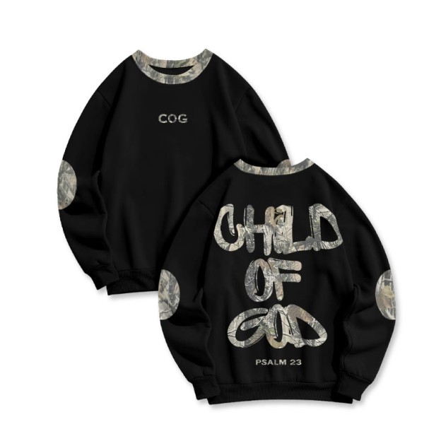 Child Of God Dead Leaves Camouflage Print Sweatshirt - Black - 6XL - image 3