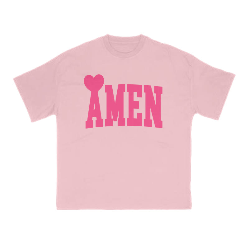 Amen Valentine's Day Print T-shirt - Pink - US16-18(2XL) - image 3