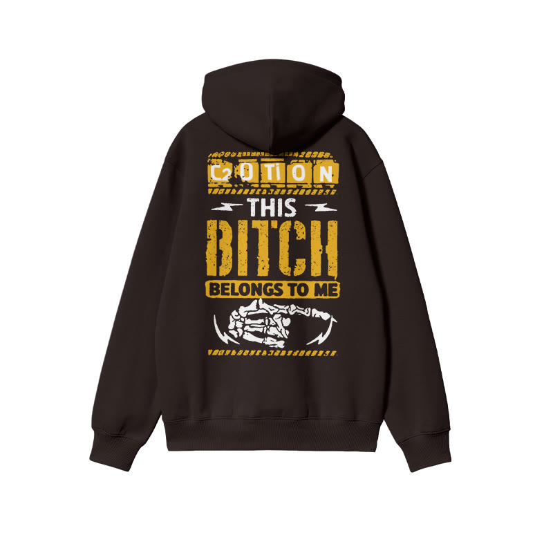 Unisex This B*tch Belongs Me Print Hoodie - Coffee - 2XL - image 5