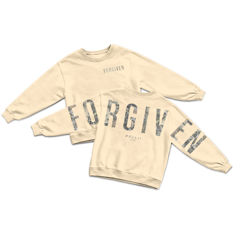 Dead Leaves Camouflage Forgiven Psalm 32:1 Print Sweatshirt - Apricot - US16-18(2XL) - image 4