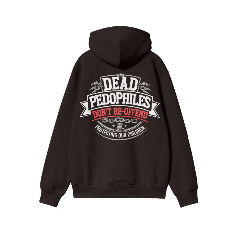 Dead Pedophiles Don't Re-offend Shield Print Hoodie - Coffee - US16-18(2XL) - image 5