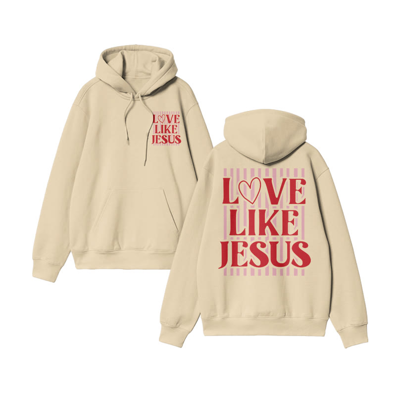 Love Like Jesus Striped Valentine's Day Print Hoodie - Apricot - US16-18(2XL) - image 6