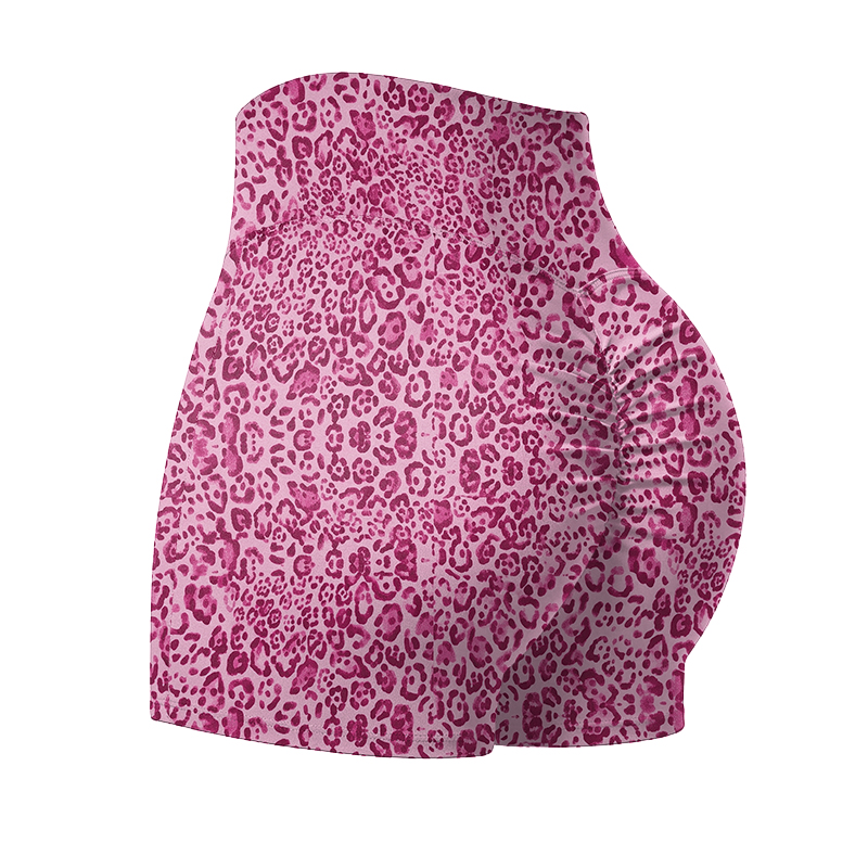 Wild Muse High Waisted Leopard Print Sculpting Yoga Shorts - Pink - 4XL - image 8
