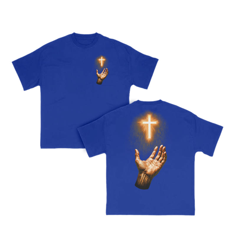 Gold Cross Print T-shirt - Blue - US16-18(2XL) - image 8