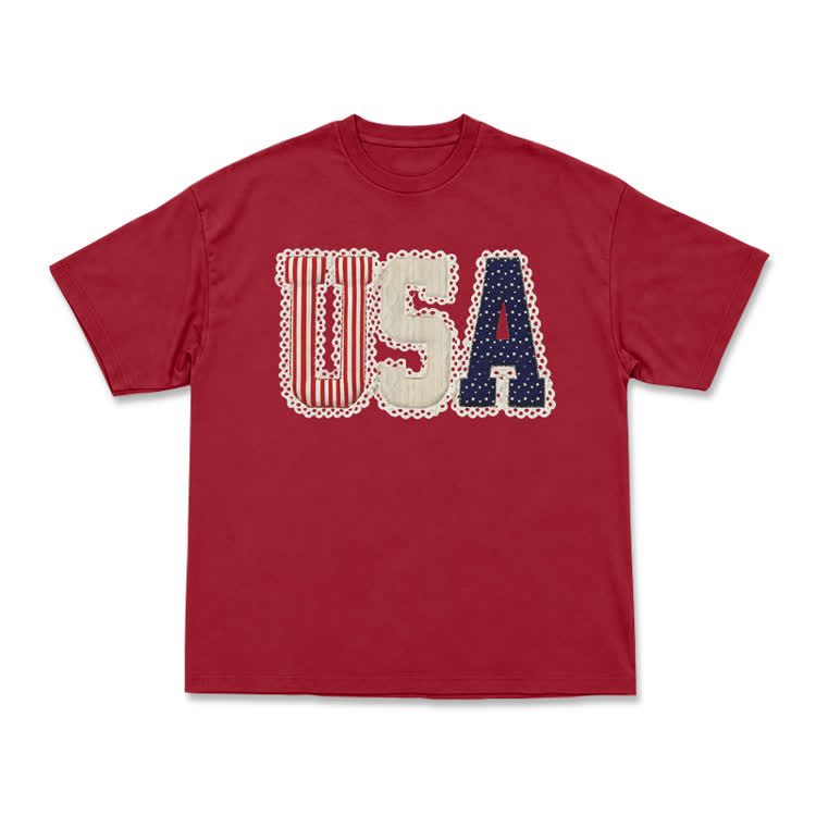 Vintage College Style USA T-Shirt - Red - US16-18(2XL) - image 13