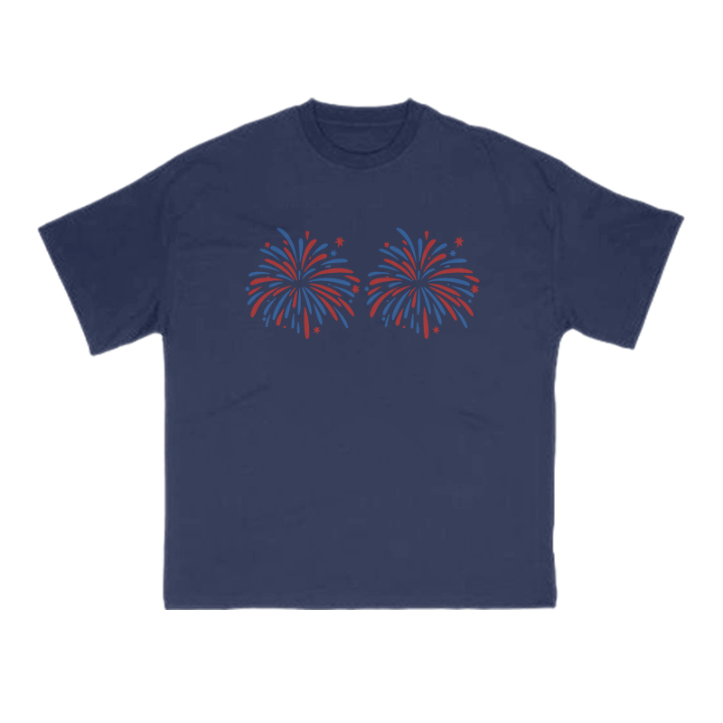 Funny Fireworks Print T-shirt - Navy Blue - US16-18(2XL) - image 13