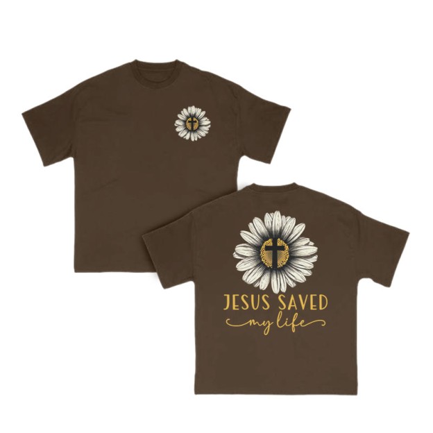 Unisex 100% Cotton Jesus Saved My Life Print T-shirt - Coffee - US16-18(2XL) - image 7