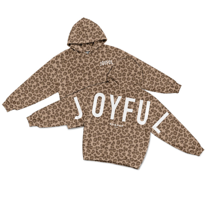 Joyful Romans 12:12 Leopard Design Print Causal Hoodie - Brown - US44-46(8XL) - image 3