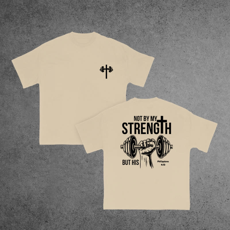 Gym 100% Cotton STRENGTH Print T-shirt - Apricot - US16-18(2XL) - image 8