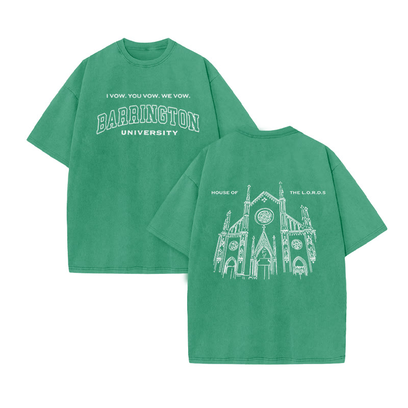 Unisex 100% Cotton House Of The Lord Print Acid Washed T-shirt - Green - US20-22(3XL) - image 6