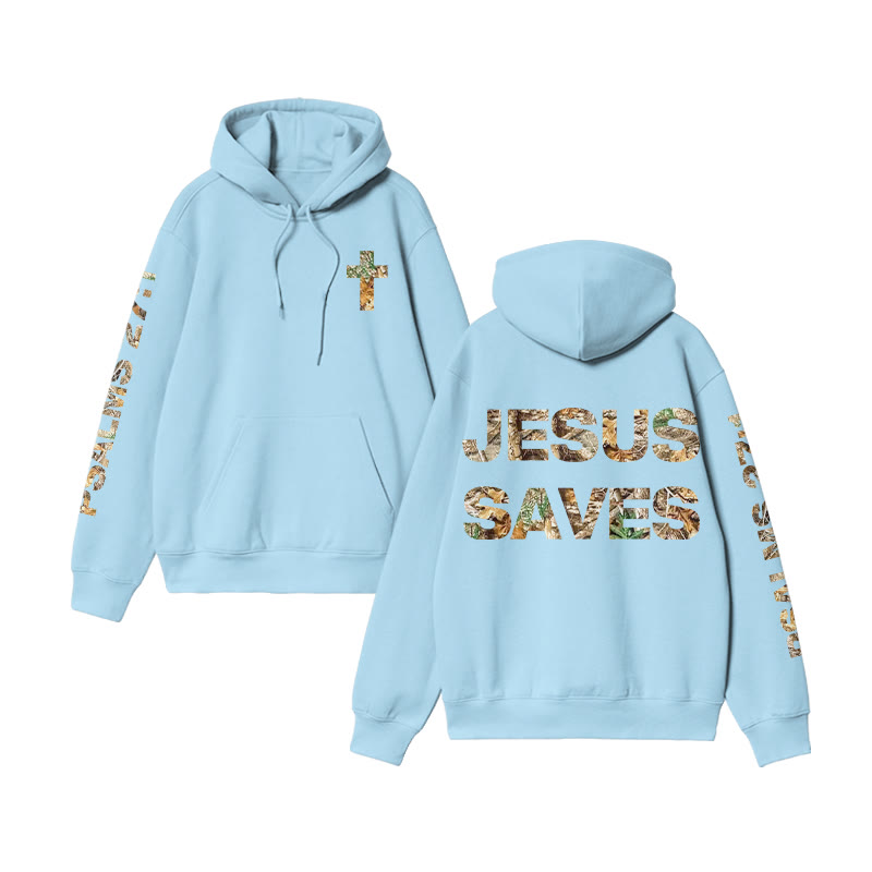 Unisex 100% Cotton Jesus Saves Dead Leaves Camouflage Print Hoodie
