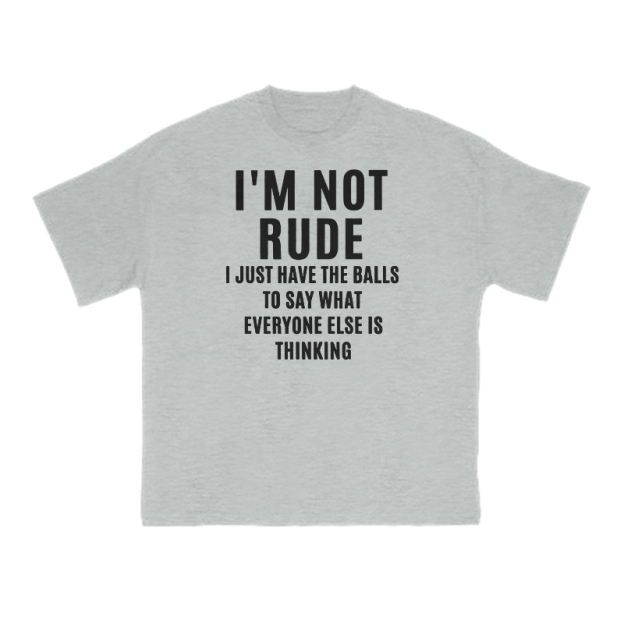 I'm Not Rude Print T-shirt - Grey - US16-18(2XL) - image 3