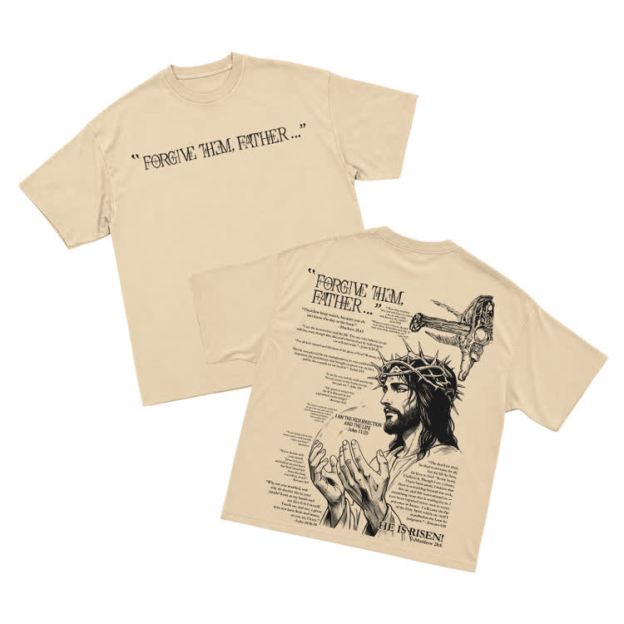 Streetwear Forgive Them Father Graphic T-Shirt - Apricot - US16-18(2XL) - image 6