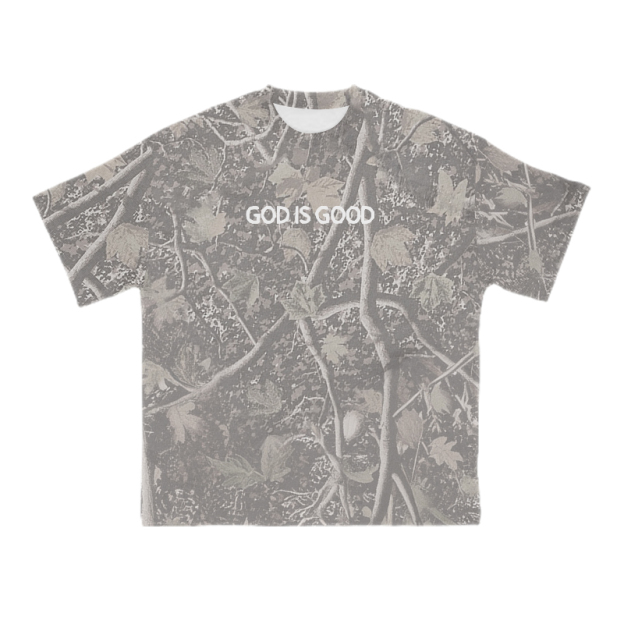 GOD IS GOOD Camo Print Cotton T-shirt - Olive Green - US28-30(4XL) - image 2