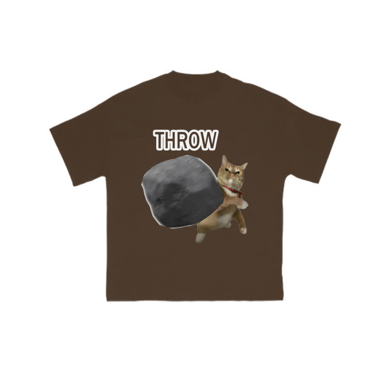 Unisex 100% Cotton  Violence Cat Art Print T-shirt - Coffee - US16-18(2XL) - image 6