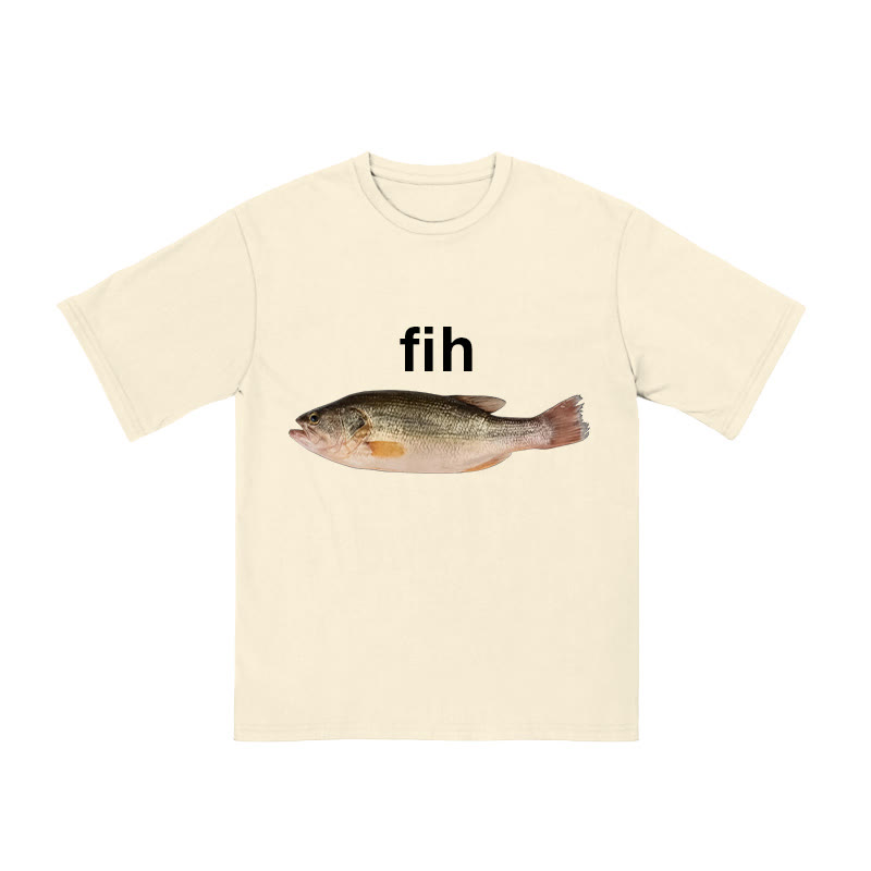 Unisex 100% Cotton Fih Print T-shirt