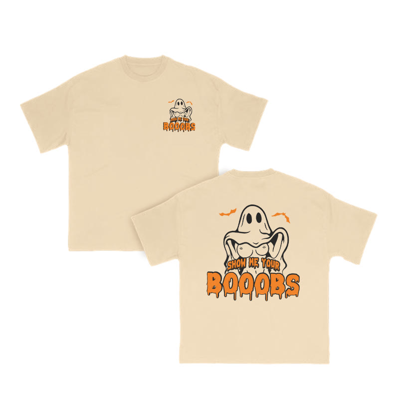 Unisex Show Me Your Booobs Halloween Funny Print T-shirt - Apricot - US16-18(2XL) - image 6