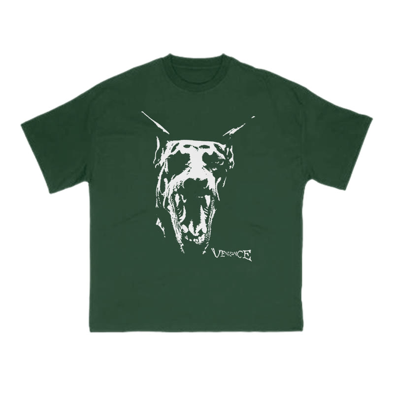 Roaring Doberman Print T-shirt - Green - US16-18(2XL) - image 10