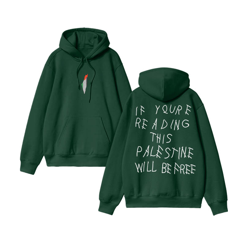 Unisex If You're Reading Will Be Free Print Hoodie - Dark Green - US16-18(2XL) - image 7
