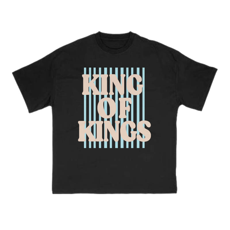 Unisex 100% Cotton King Of Kings Stripes Print T-shirt - Black - US16-18(2XL) - image 8