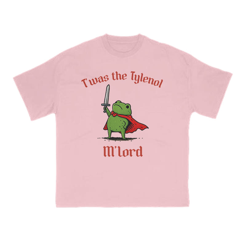 Unisex T'was The Tylenol M'lord Armored Frog Print T-shirt - Pink - US16-18(2XL) - image 6