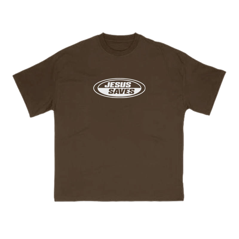 Jesus Saves Vintage Print T-shirt - Coffee - US16-18(2XL) - image 6