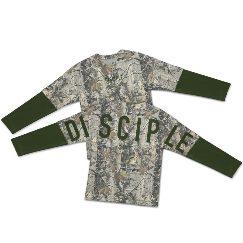 Dead Leaves Camouflage Disciple Matthew 28:19 Print Layered-style T-shirt  - Army Green - 5XL - image 5