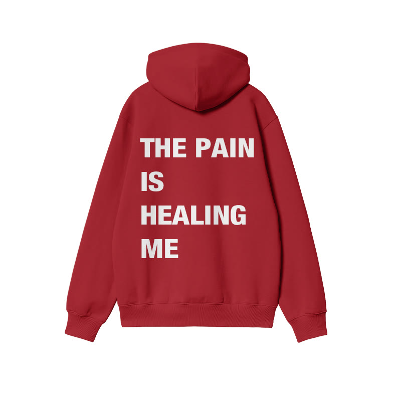 Unisex The Pain Is Healing Me Print Hoodie - Red - US16-18(2XL) - image 6