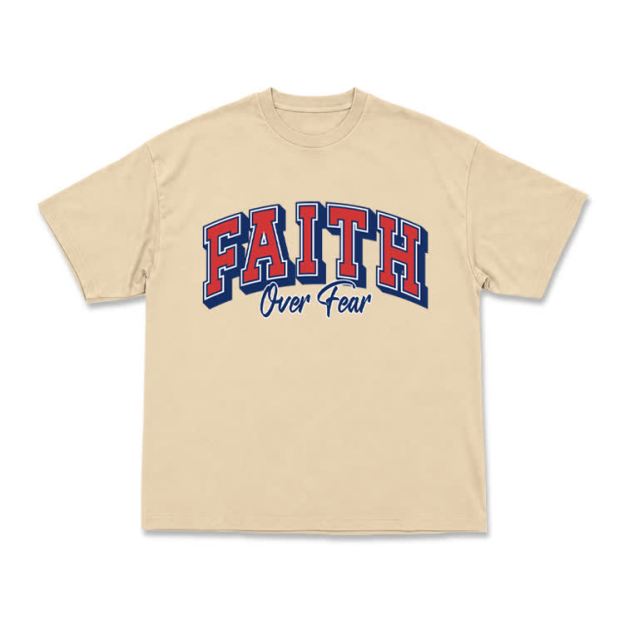 Vintage Faith Over Fear Classic T-Shirt - Apricot - US16-18(2XL) - image 6