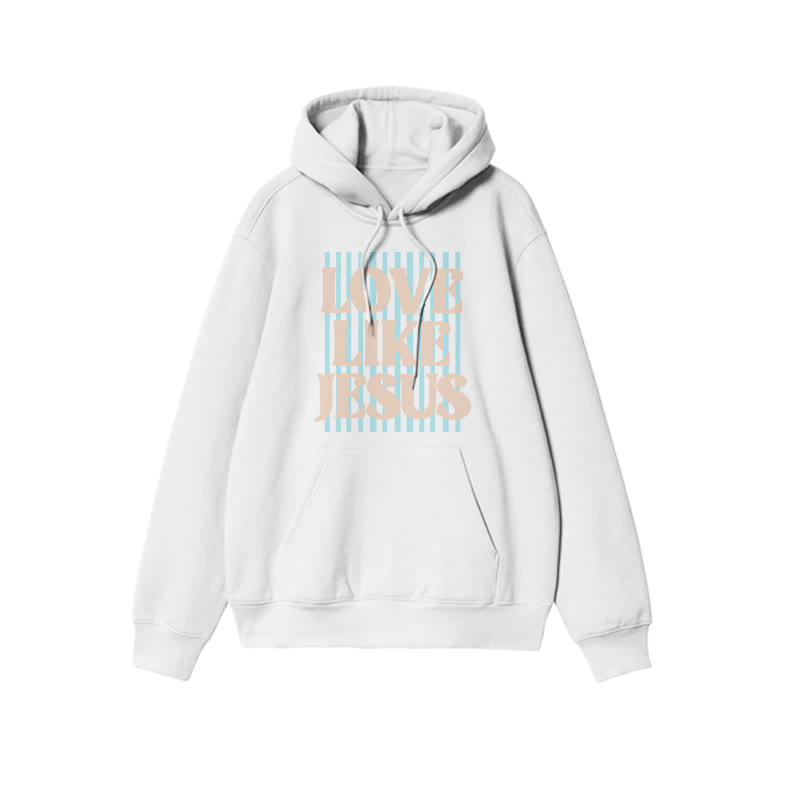 Unisex 100% Cotton Love Like Jesus Print Hoodie - White - US16-18(2XL) - image 5