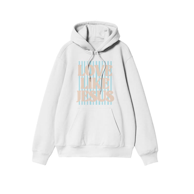 Unisex 100% Cotton Love Like Jesus Print Hoodie - White - US16-18(2XL) - image 5