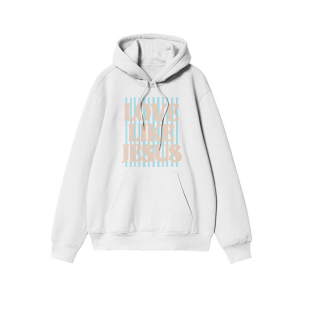Unisex 100% Cotton Love Like Jesus Print Hoodie - White - US16-18(2XL) - image 5