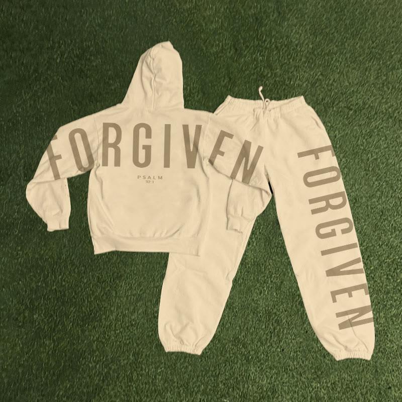 Unisex Forgiven Psalm 32:1 Print Hoodie Set - Apricot - US16-18(2XL) - image 11