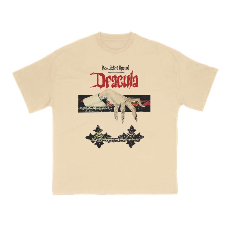 Unisex 100% Cotton Dracula Hand Print T-shirt - Apricot - US16-18(2XL) - image 5