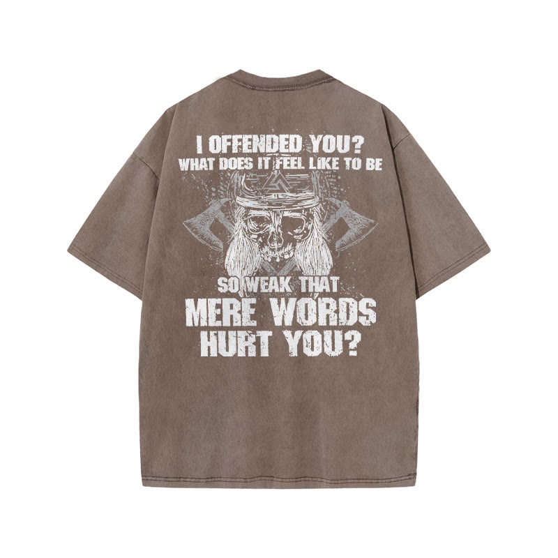 100% Cotton I Offended You? Gym Print Acid Washed T-shirt - Coffee - US20-22(3XL) - image 4