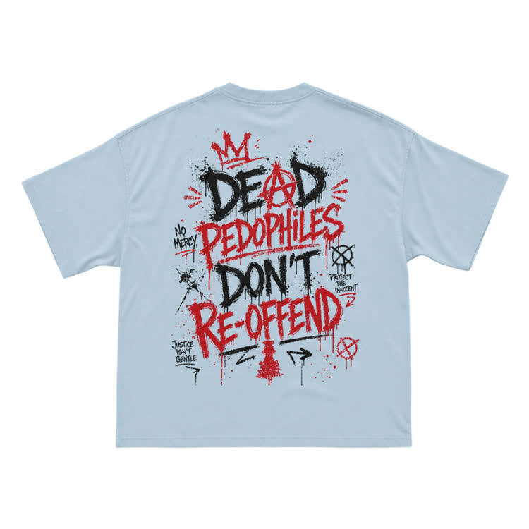 Street Punk Graffiti Back Print T-Shirt - Light Blue - US16-18(2XL) - image 5