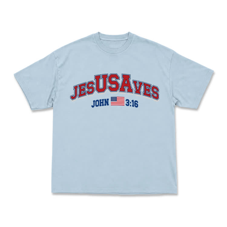 Everyday Vintage Jesusaves Graphic T-Shirt - Light Blue - US16-18(2XL) - image 5