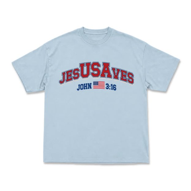 Everyday Vintage Jesusaves Graphic T-Shirt - Light Blue - US16-18(2XL) - image 5