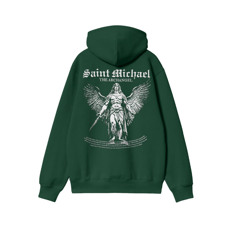 Unisex Saint Michael The Archangel Print Hoodie - Dark Green - US16-18(2XL) - image 6