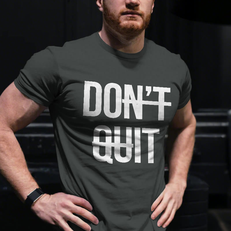 Unisex 100% Cotton DON'T QUIT Gym Print T-shirt - Grey - US20-22(3XL) - image 3